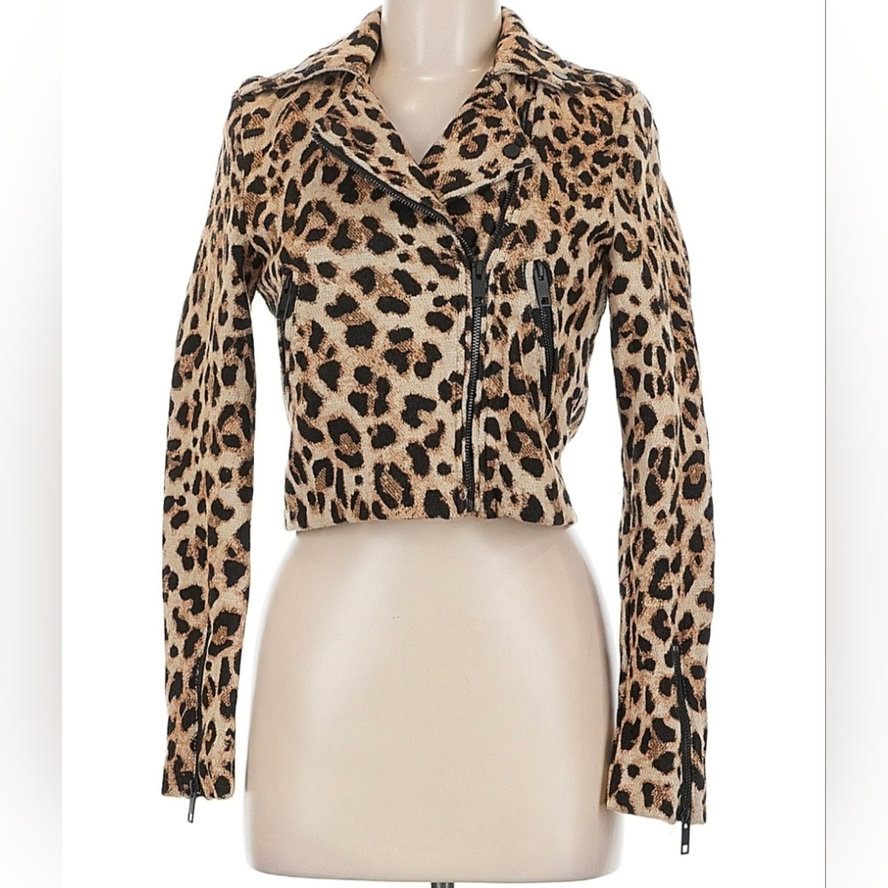 H&M Leopard Print Leather Jacket